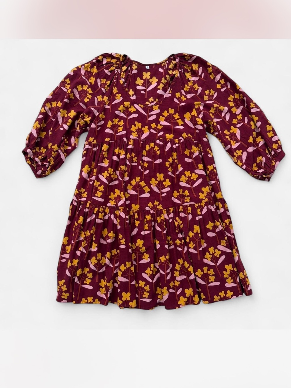 Uncle Frank NEW Burgundy Floral Tree Dress Small